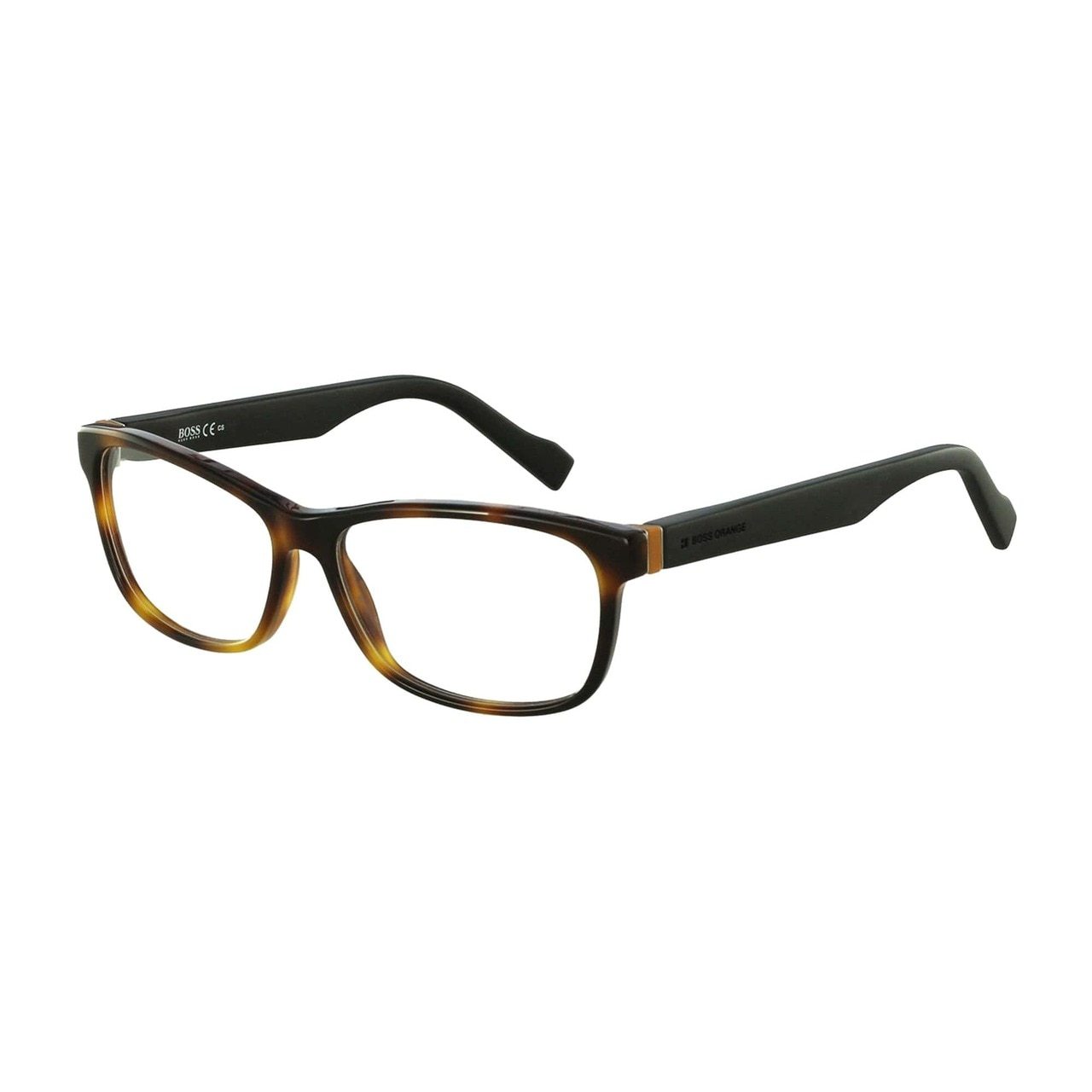 Hugo Boss Orange BO0181-K2P Havana Black Rectangular Women's Acetate Eyeglasses showcasing elegant full-rim design and stylish rectangular shape.